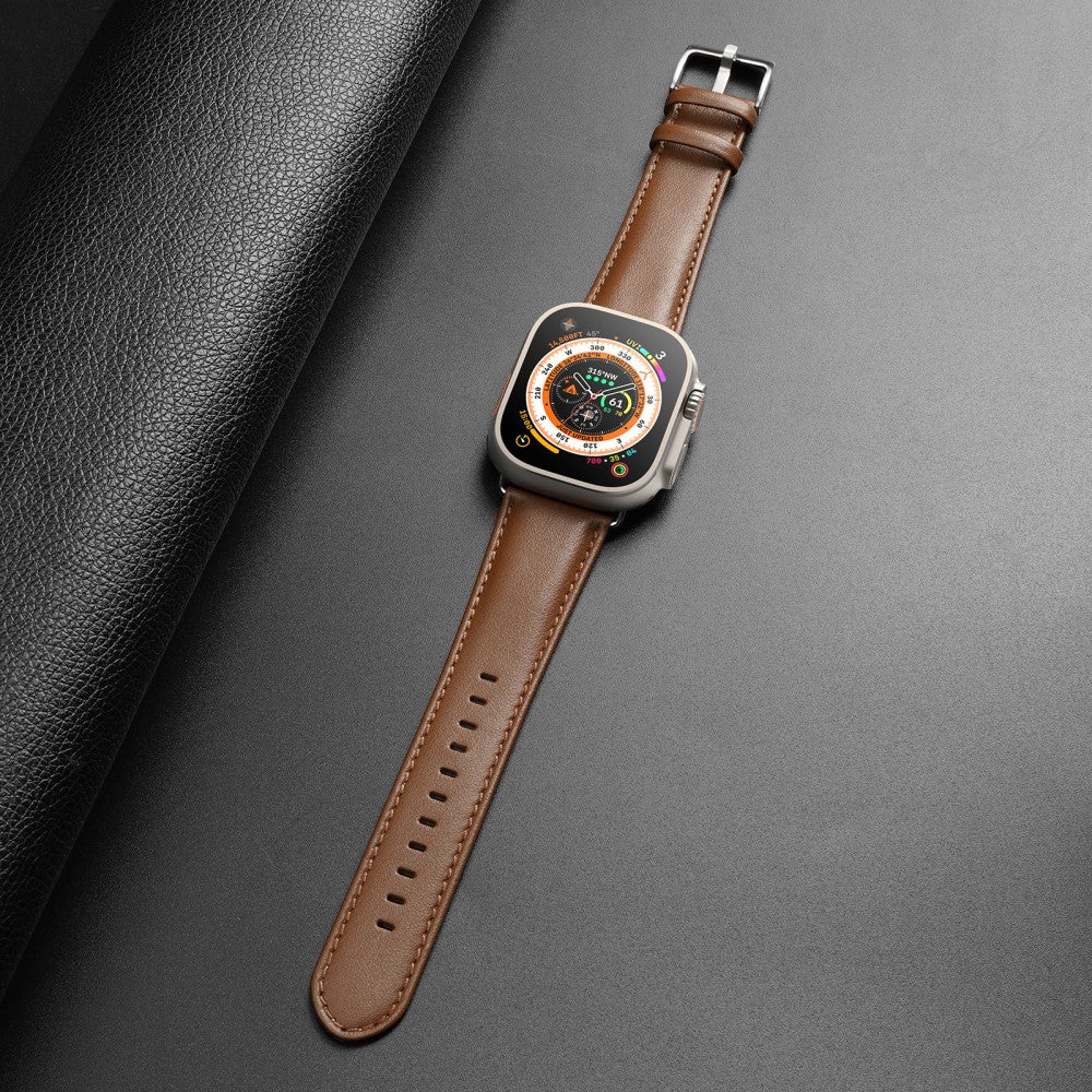 Skøn Metal Og Kunstlæder Universal Rem passer til Apple Smartwatch - Brun#serie_3