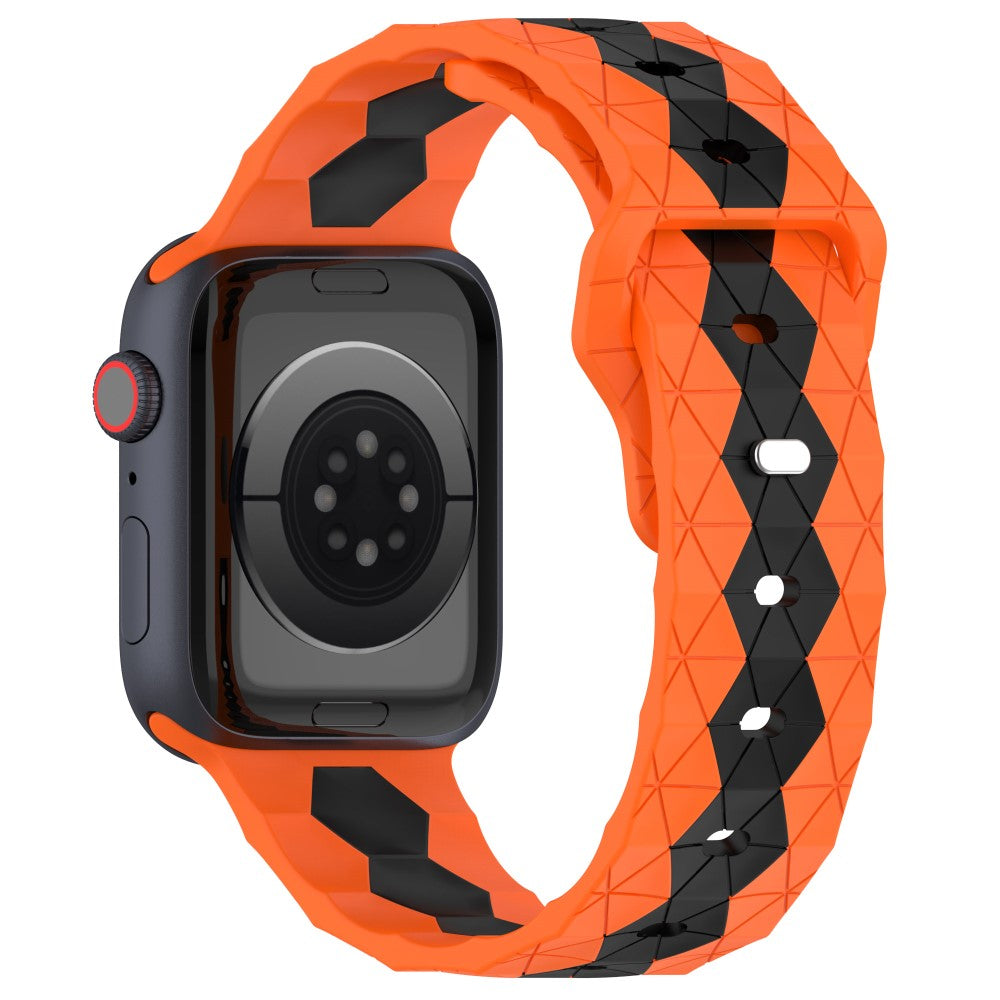 Apple Watch Series 9 41mm football pattern silicone strap - Orange+Black#serie_3