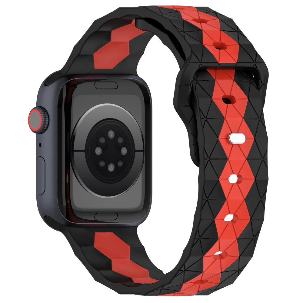 Apple Watch Series 9 41mm football pattern silicone strap - Black+Red#serie_7
