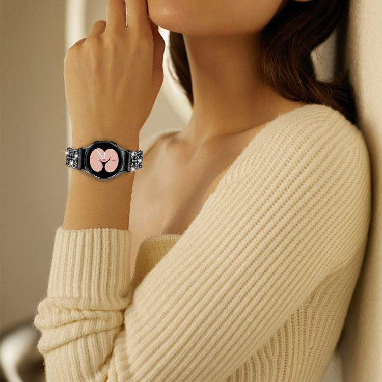 Fed Metal Og Rhinsten Universal Rem passer til Samsung Smartwatch - Sort#serie_1