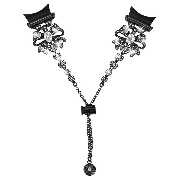 Sejt Metal Og Rhinsten Universal Rem passer til Samsung Smartwatch - Sort#serie_1