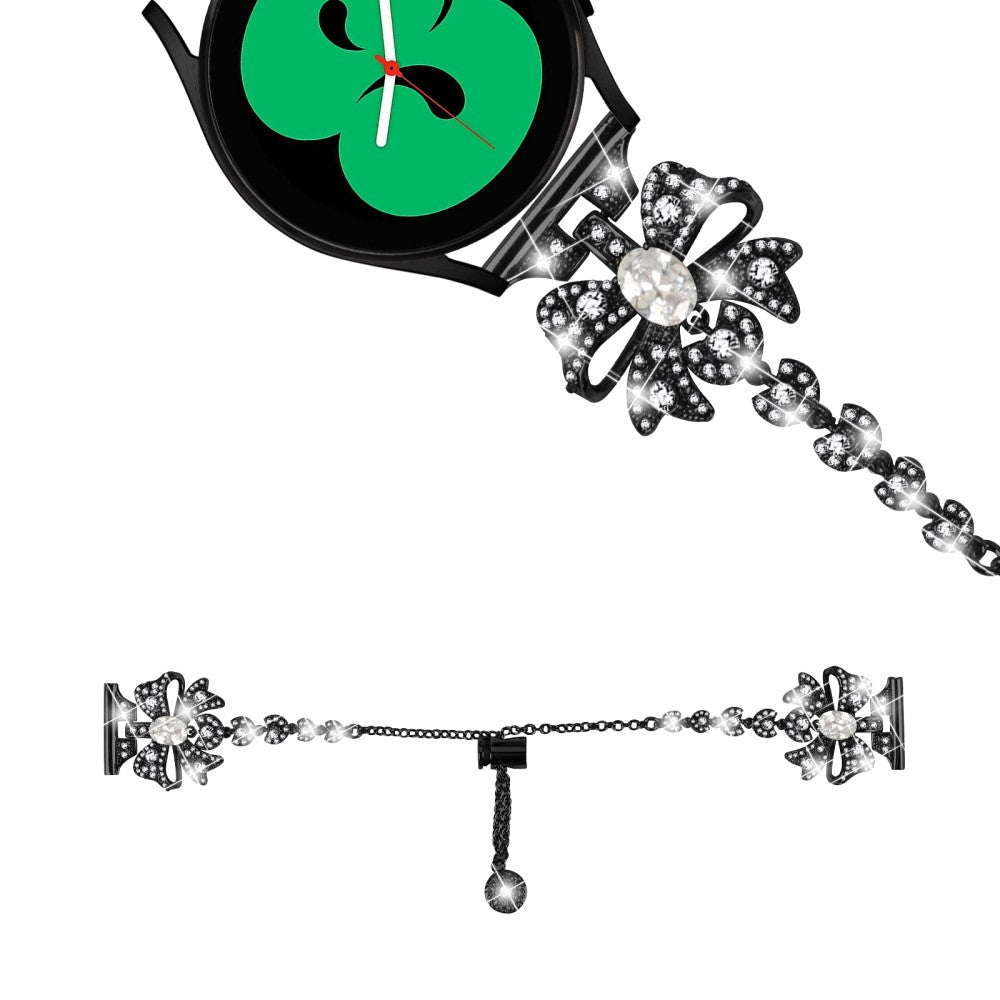 Meget Fint Metal Og Rhinsten Universal Rem passer til Smartwatch - Sort#serie_1