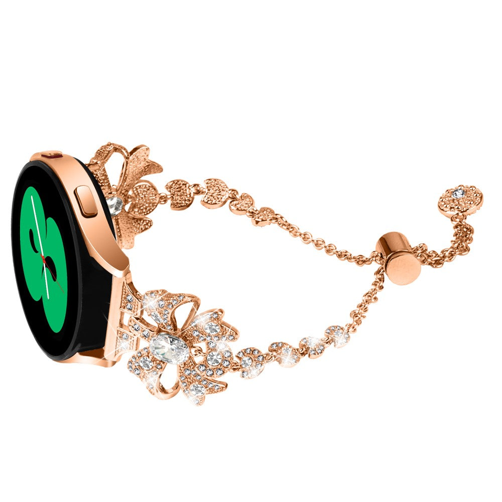 Meget Fint Metal Og Rhinsten Universal Rem passer til Smartwatch - Pink#serie_2