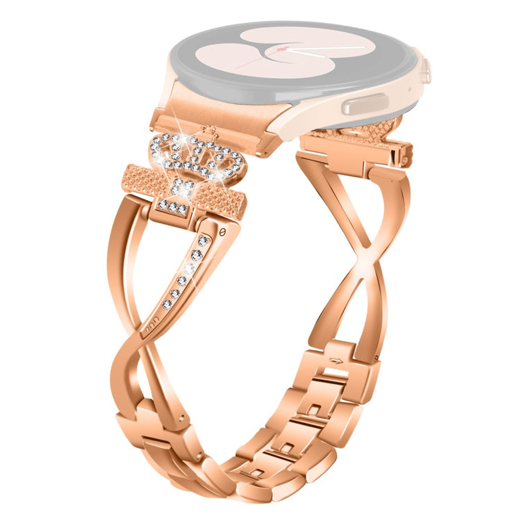 20mm Samsung Galaxy Watch 5 / 4 X-Shape in crown rhinestone décor alloy strap - Rose Gold#serie_2