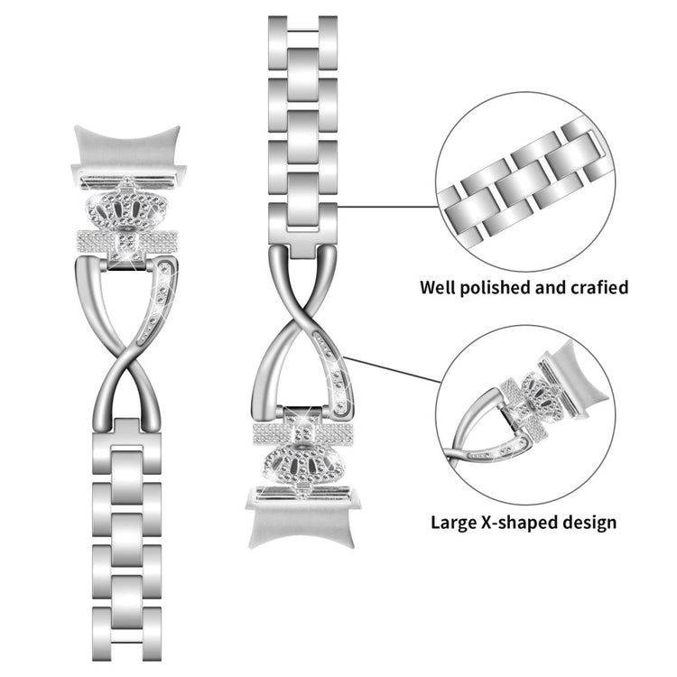 Stilfuld Metal Og Rhinsten Universal Rem passer til Samsung Smartwatch - Sølv#serie_3