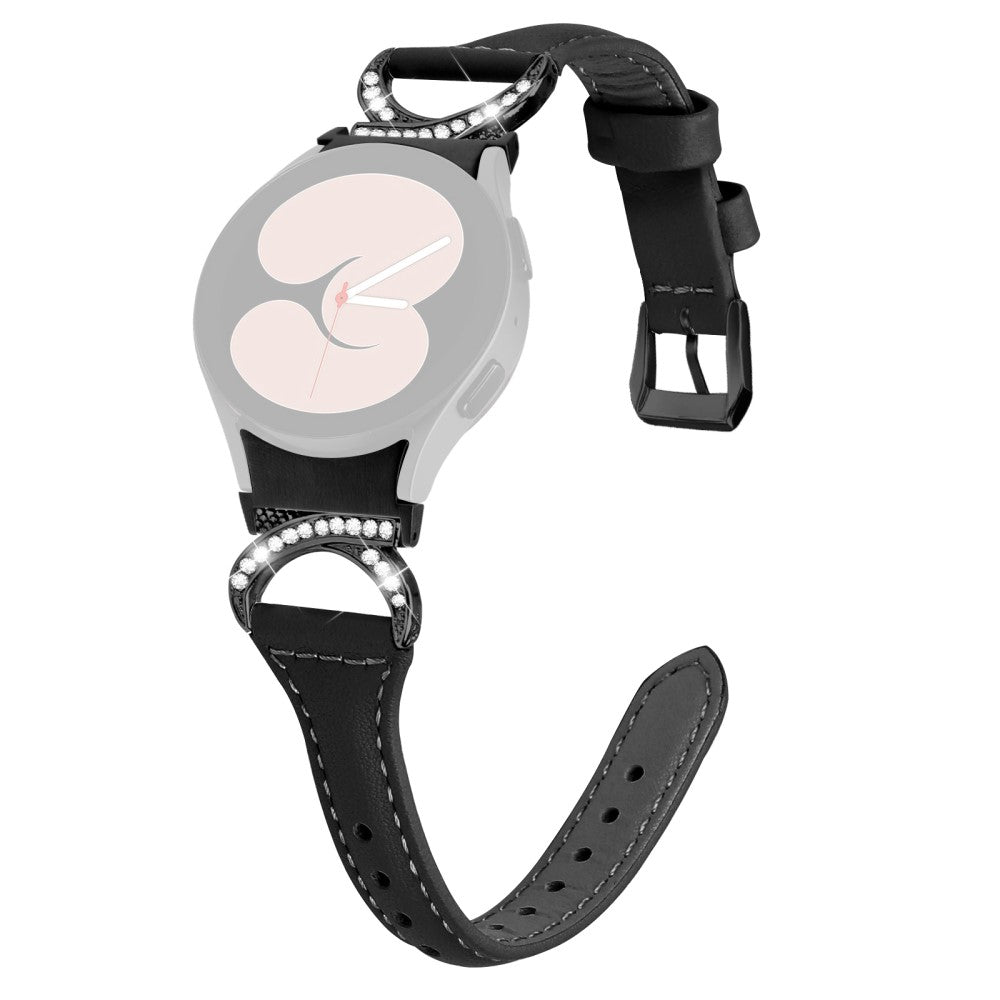 Fed รgte Lรฆder Og Rhinsten Universal Rem passer til Samsung Smartwatch - Sort#serie_1