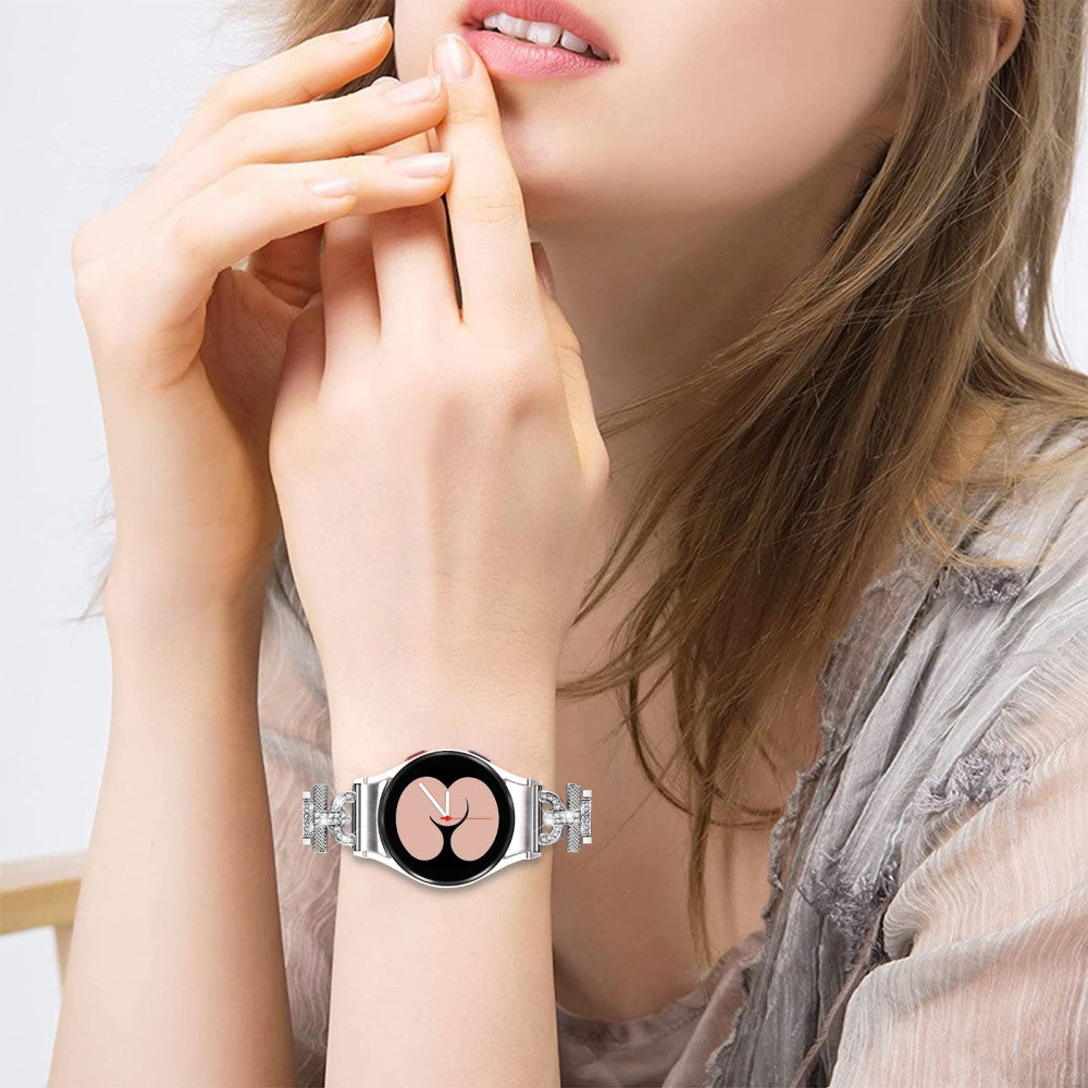 Smuk Metal Og Rhinsten Universal Rem passer til Samsung Smartwatch - Sølv#serie_1