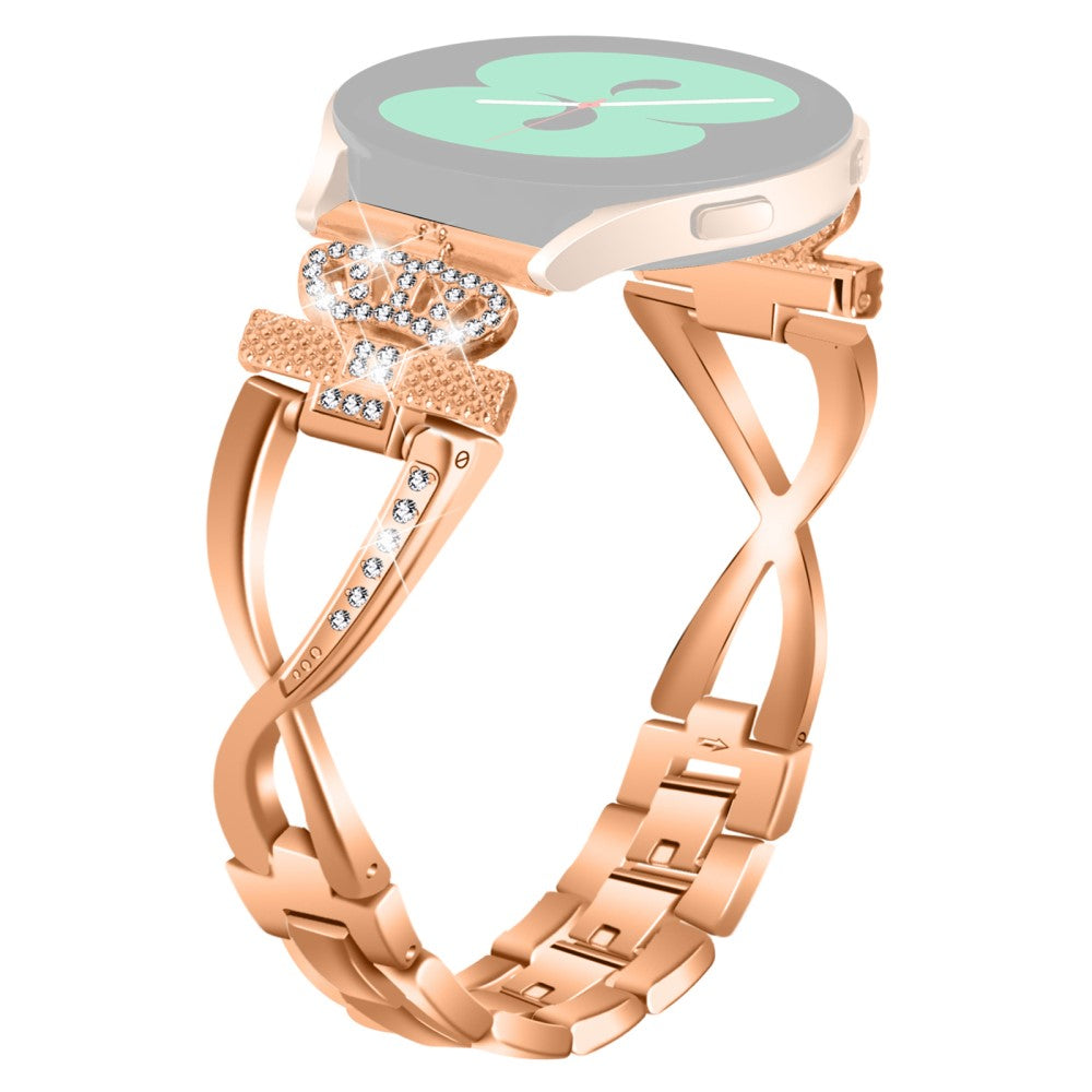 20mm Samsung Galaxy Watch 4 crown rhinestone décor alloy strap - Rose Gold#serie_2