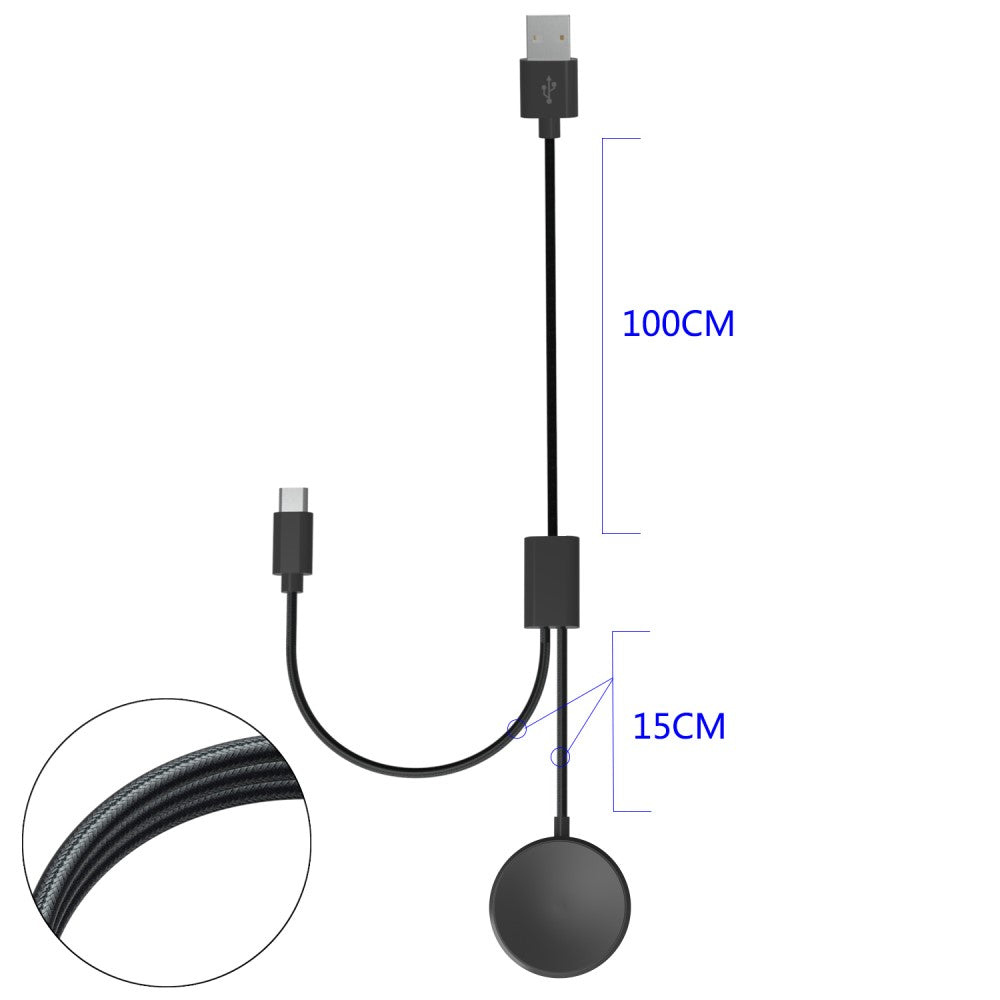 Plastik Type-C Ladestation passer til Samsung Smartwatch - Sort#serie_037