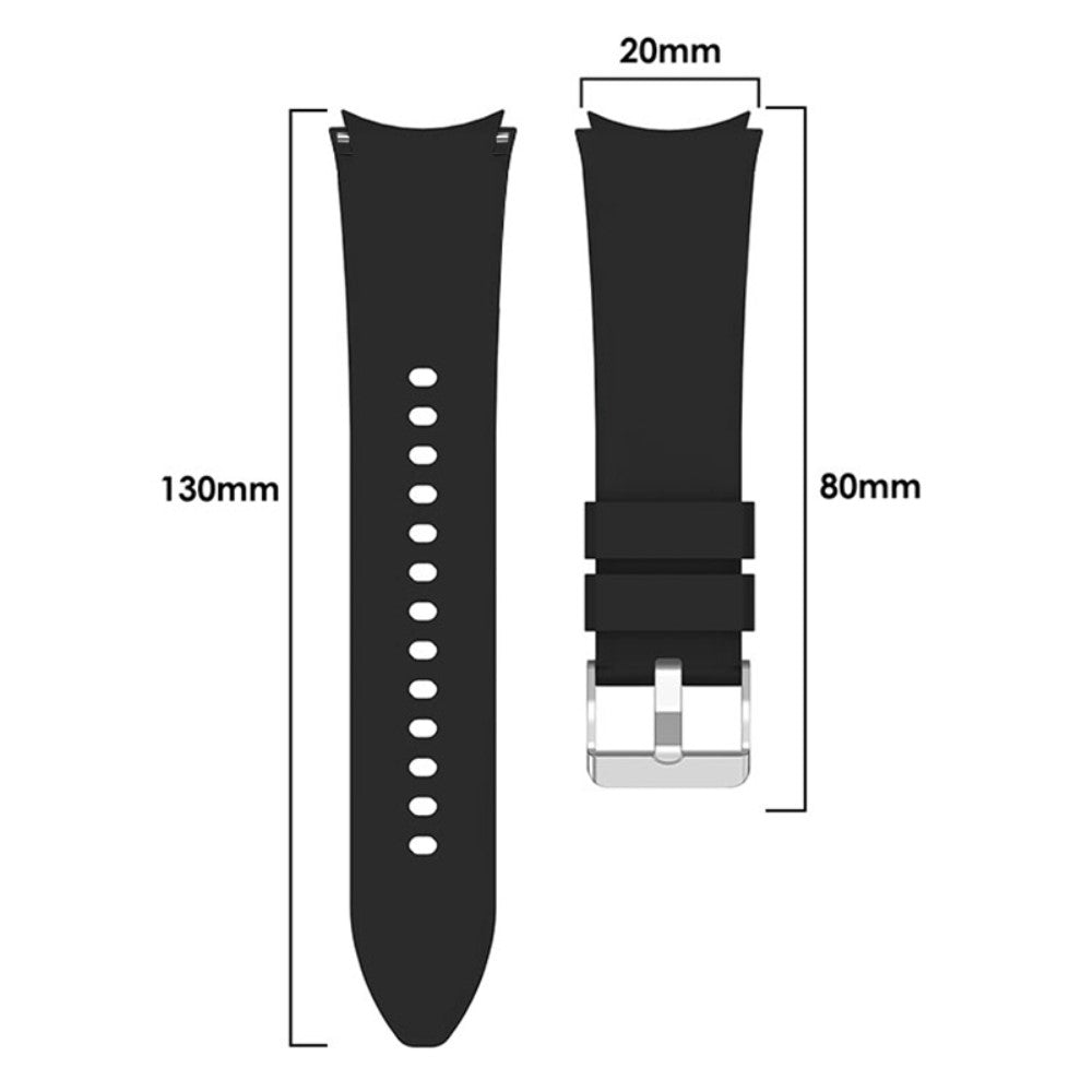 Silicone strap with silver buckle for Samsung Galaxy Watch 6 / 5 / 4 / 3 (41mm) - Black#serie_2