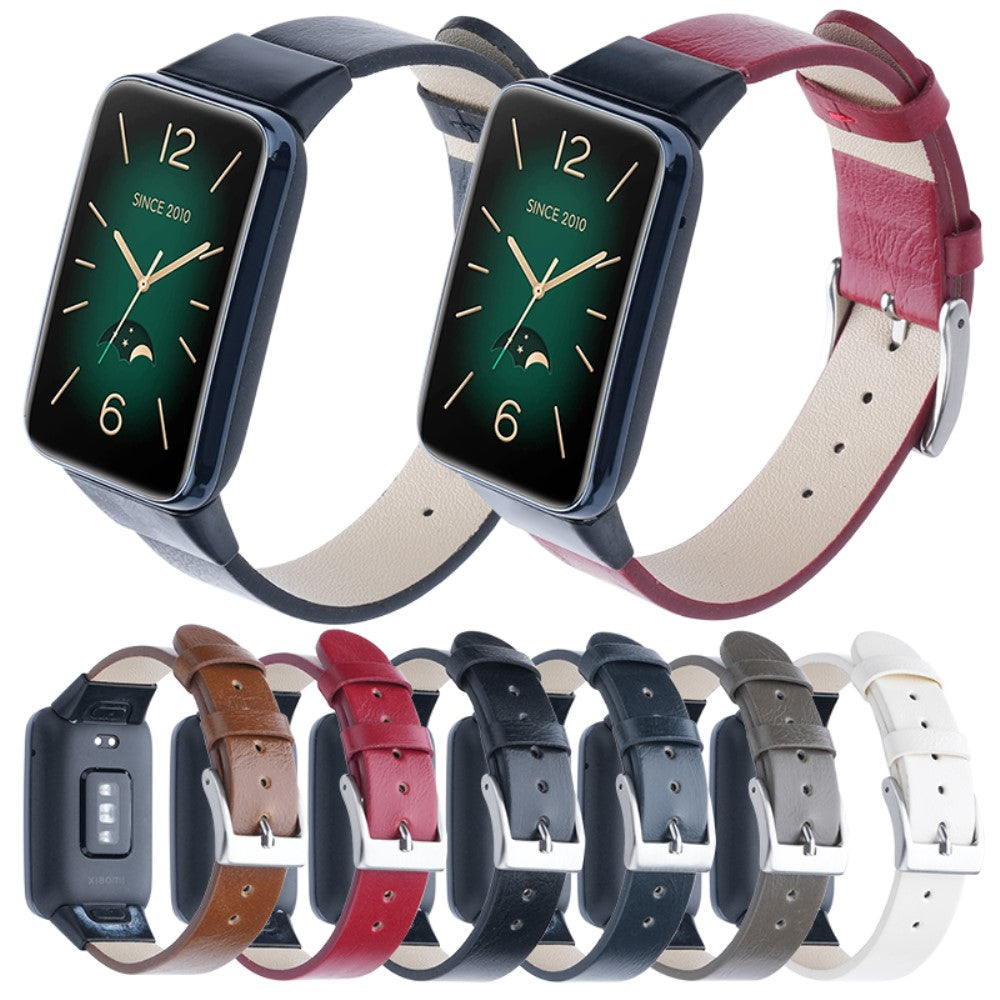 Nydelig Ægte Læder Rem passer til Xiaomi Mi Band 7 Pro - Hvid#serie_2
