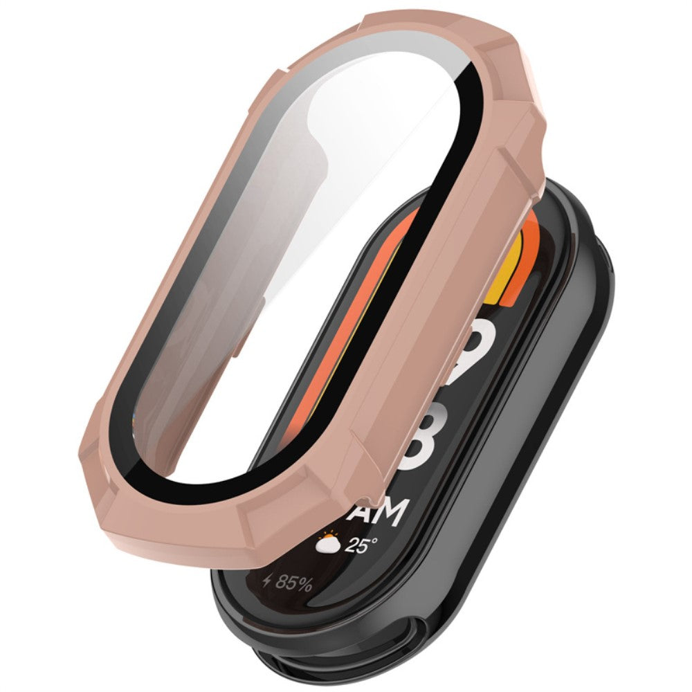 Super Fint Cover med Skรฆrmbeskytter i Plastik og Hรฆrdet Glas passer til Xiaomi Smart Band 8 - Pink#serie_1