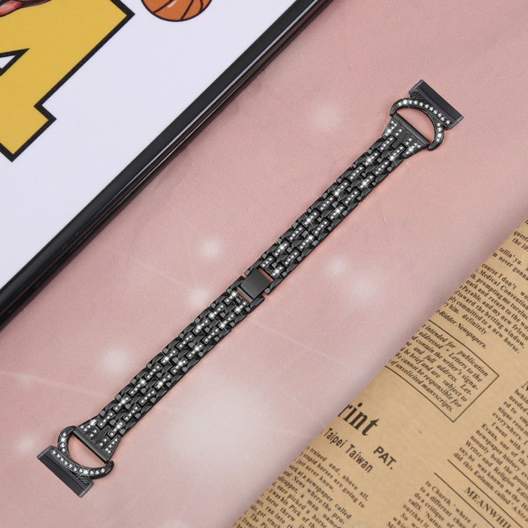 Metal Og Rhinsten Universal Rem passer til Fitbit Sense 1 / Fitbit Versa 3 - Sort#serie_1