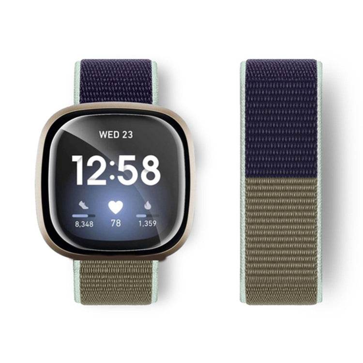 Flot Nylon Universal Rem passer til Fitbit Sense 1 / Fitbit Versa 3 - Sølv#serie_15