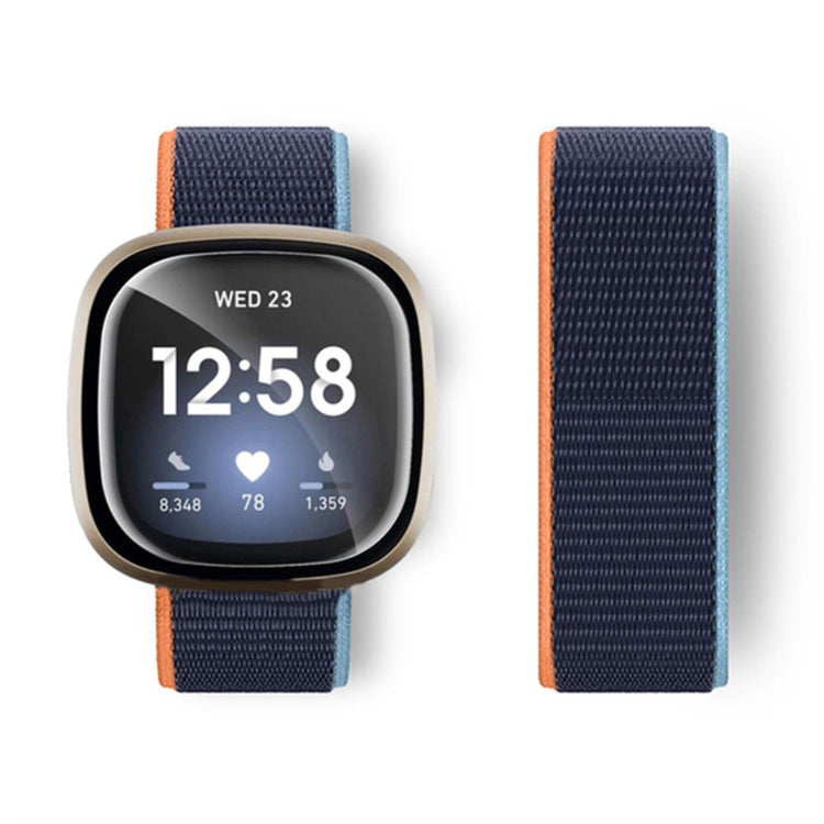 Flot Nylon Universal Rem passer til Fitbit Sense 1 / Fitbit Versa 3 - Blå#serie_20