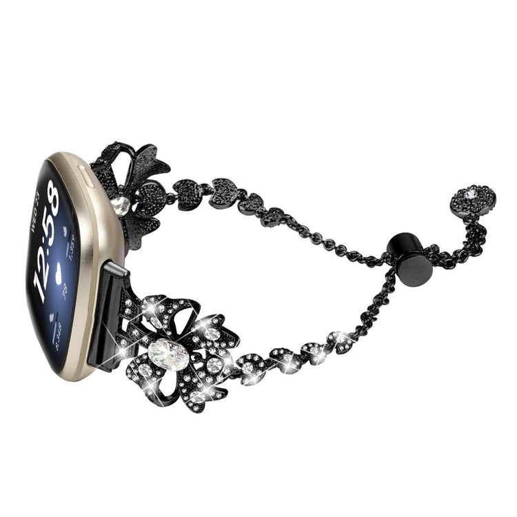 Metal Og Rhinsten Universal Rem passer til Fitbit Sense 1 / Fitbit Versa 3 - Sort#serie_1