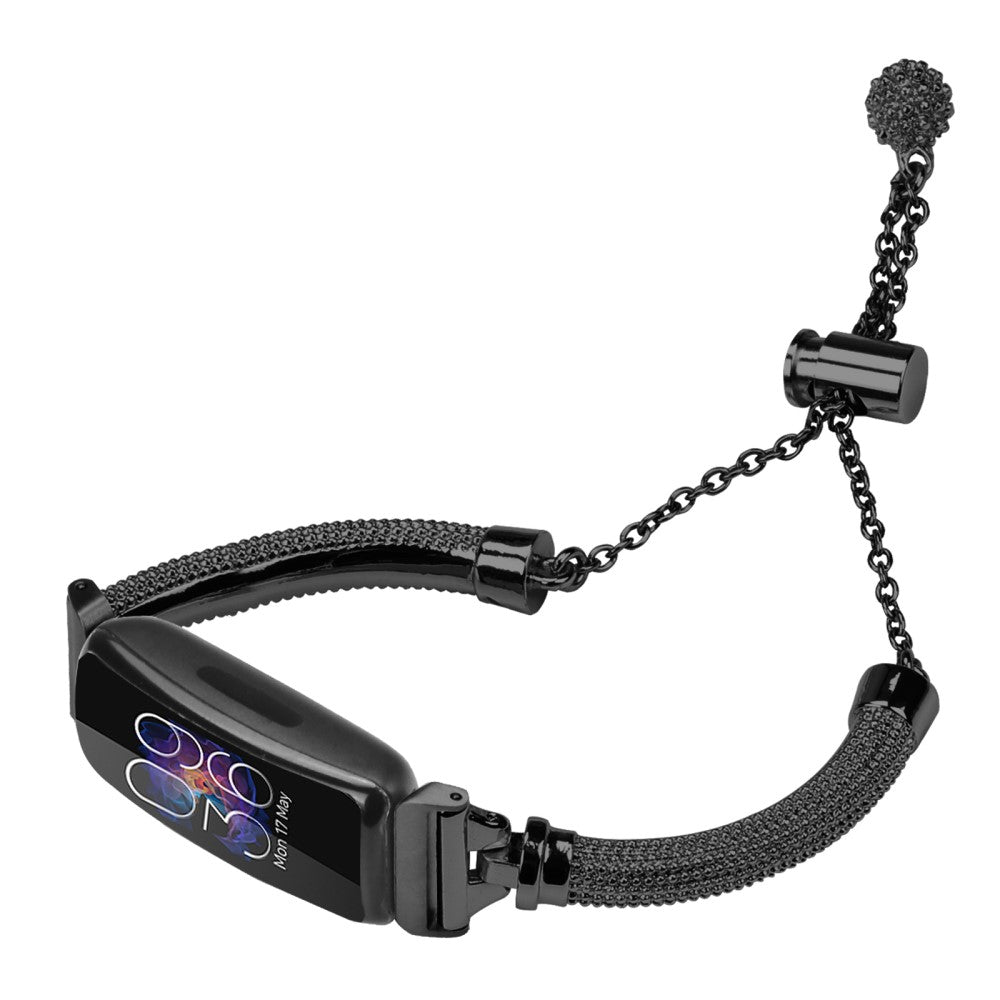 Fed Metal Universal Rem passer til Fitbit Inspire 1 / Fitbit Inspire 2 - Sort#serie_1