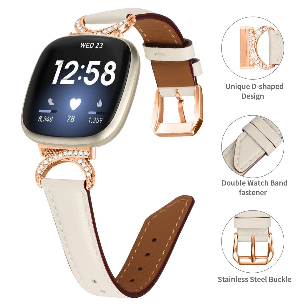 Helt Vildt Flot Kunstlæder Universal Rem passer til Fitbit Smartwatch - Hvid#serie_5