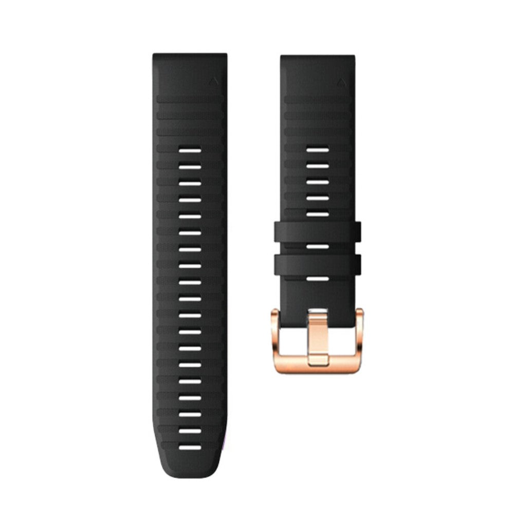20mm simple stripe silicone strap with rose gold buckle for Garmin watch - Black#serie_1