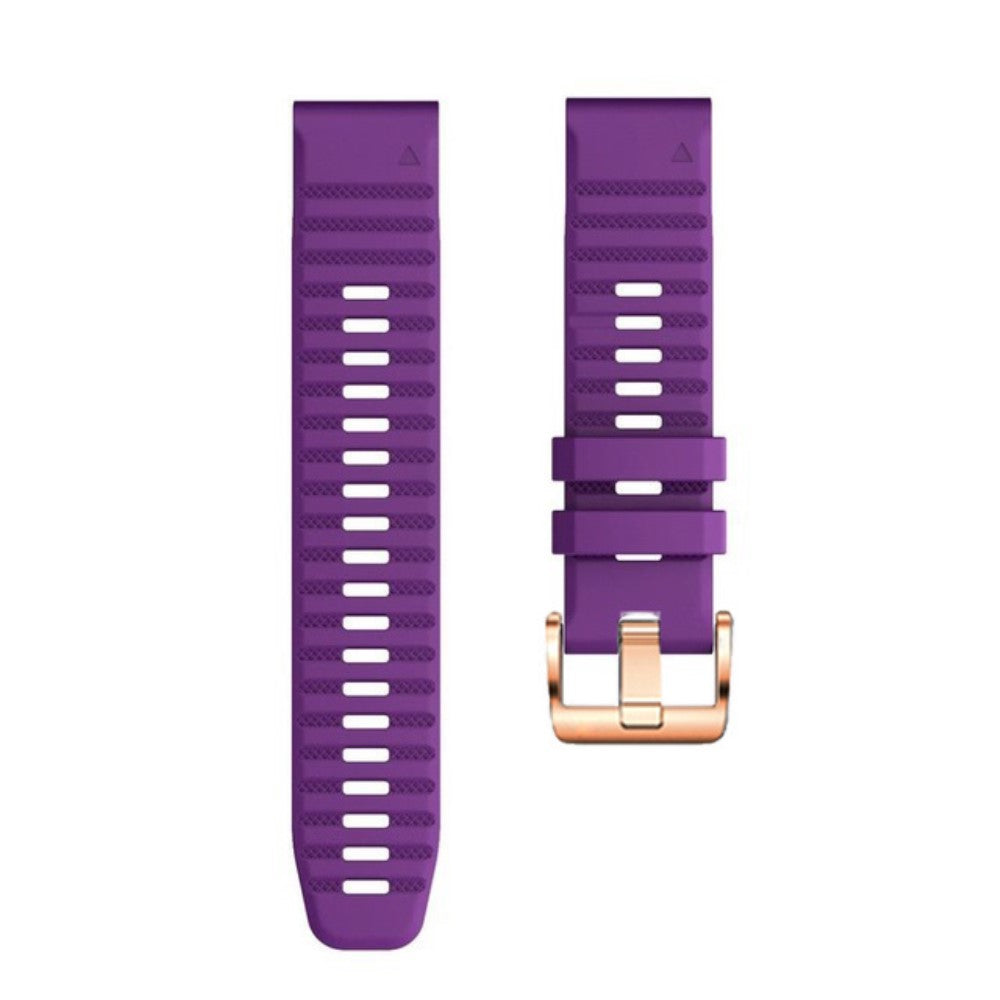 20mm simple stripe silicone strap with rose gold buckle for Garmin watch - Purple#serie_12