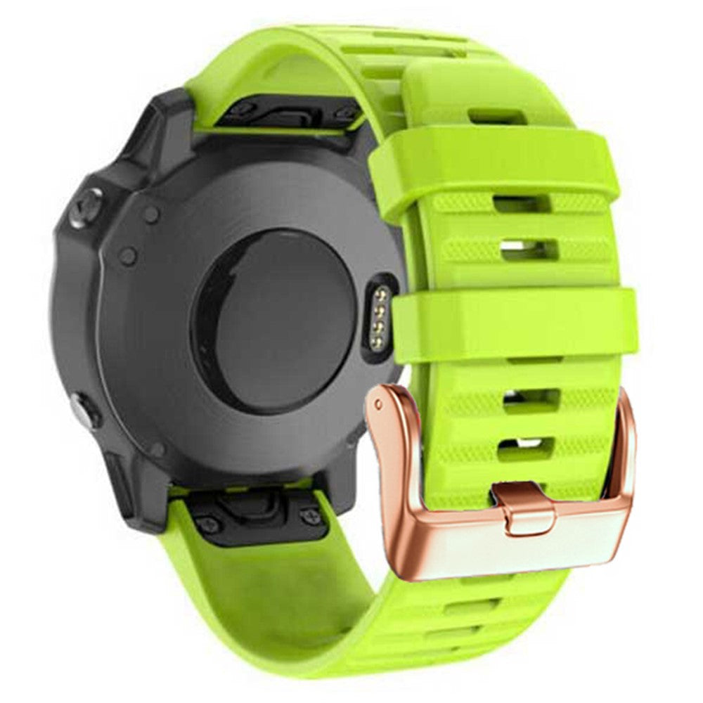 20mm simple stripe silicone strap with rose gold buckle for Garmin watch - Green#serie_5