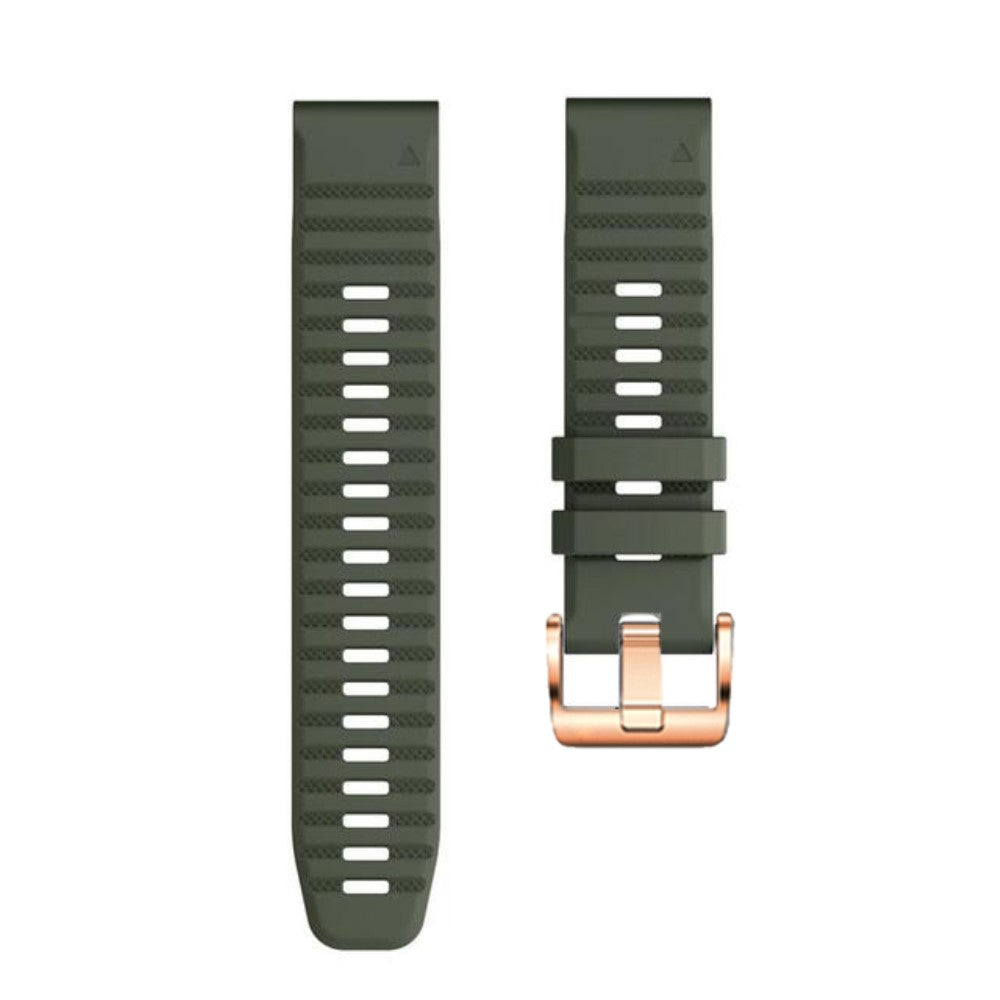 20mm simple stripe silicone strap with rose gold buckle for Garmin watch - Army Green#serie_6