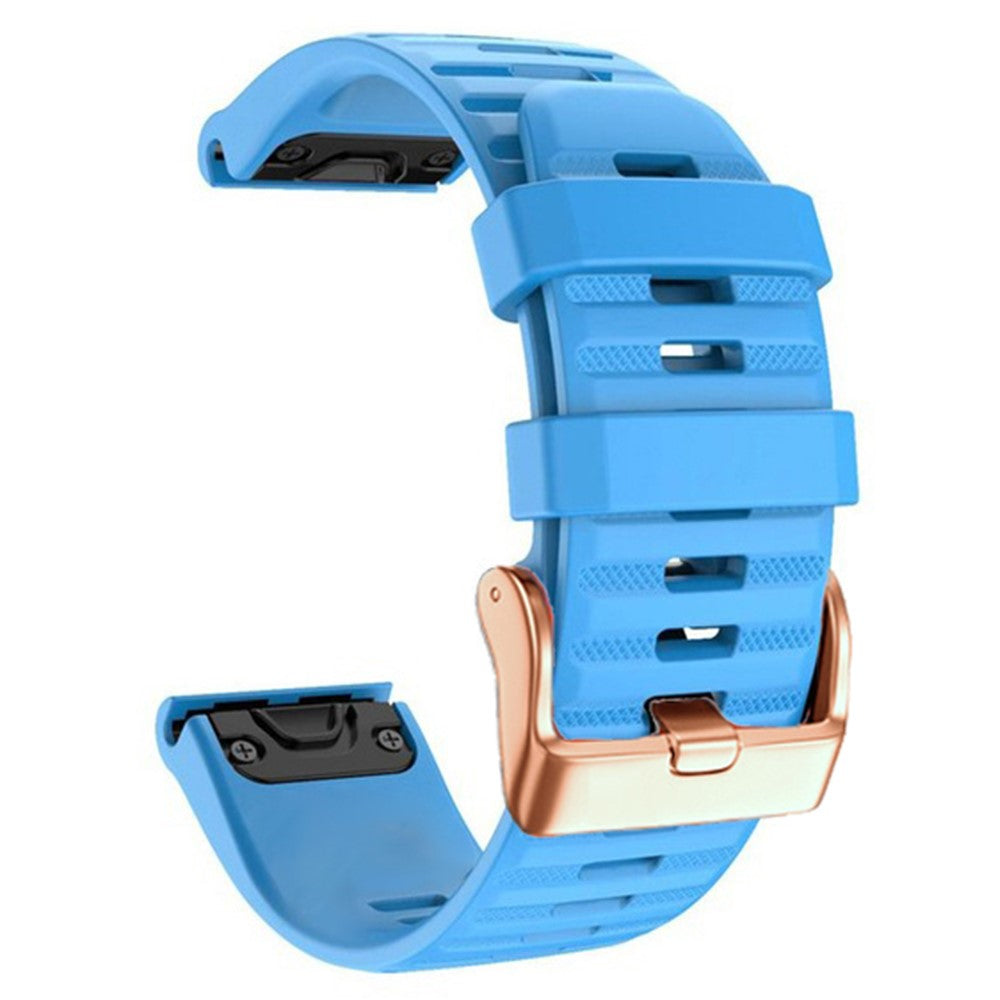 20mm simple stripe silicone strap with rose gold buckle for Garmin watch - Blue#serie_7