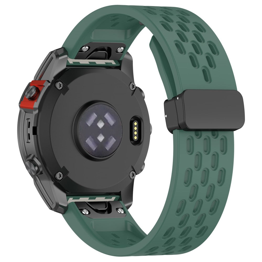26mm multi-hole style silicone strap with buckle for Garmin Watch - Dark Green#serie_7