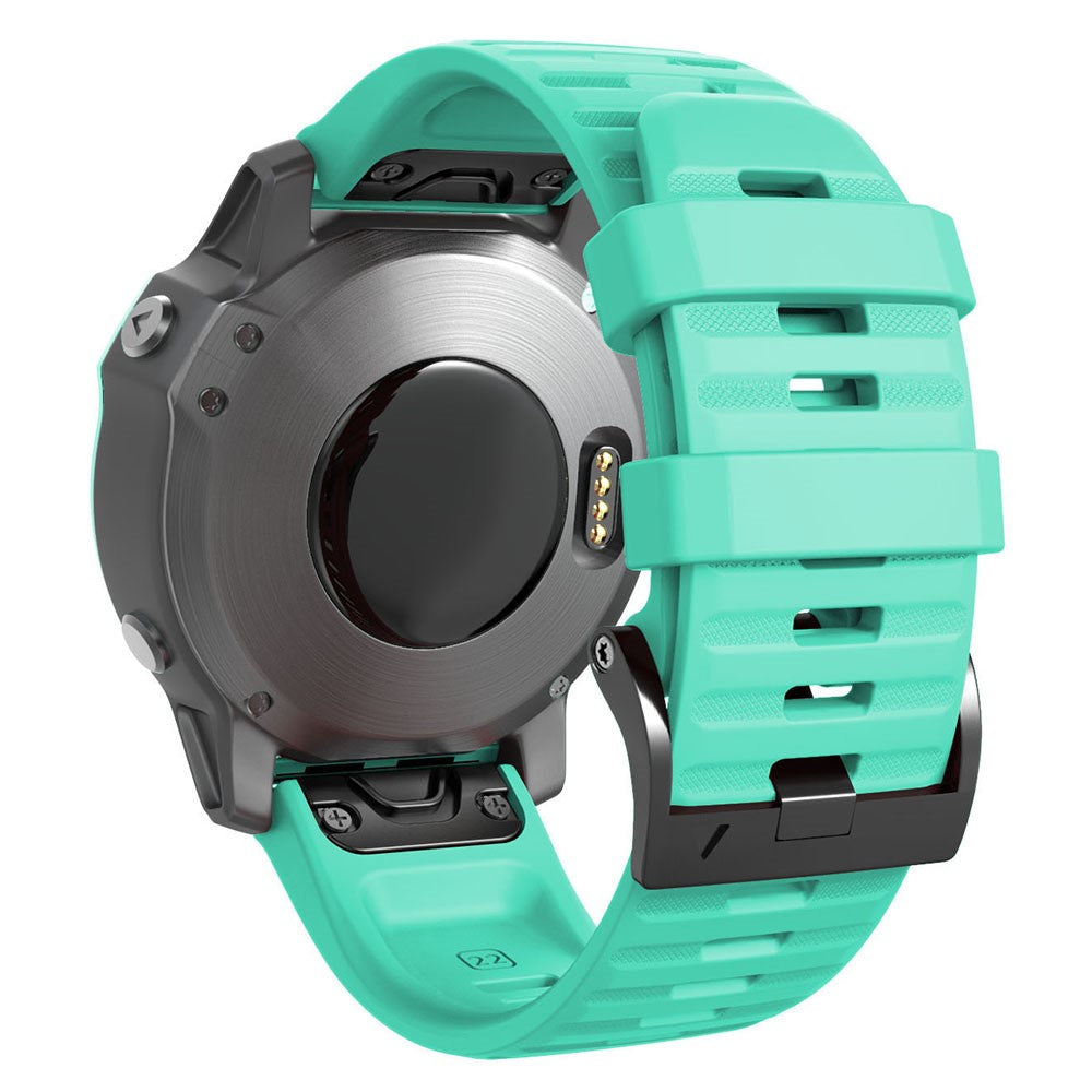 26mm simple stripe silicone strap with black buckle for Garmin watch - Teal Green#serie_14