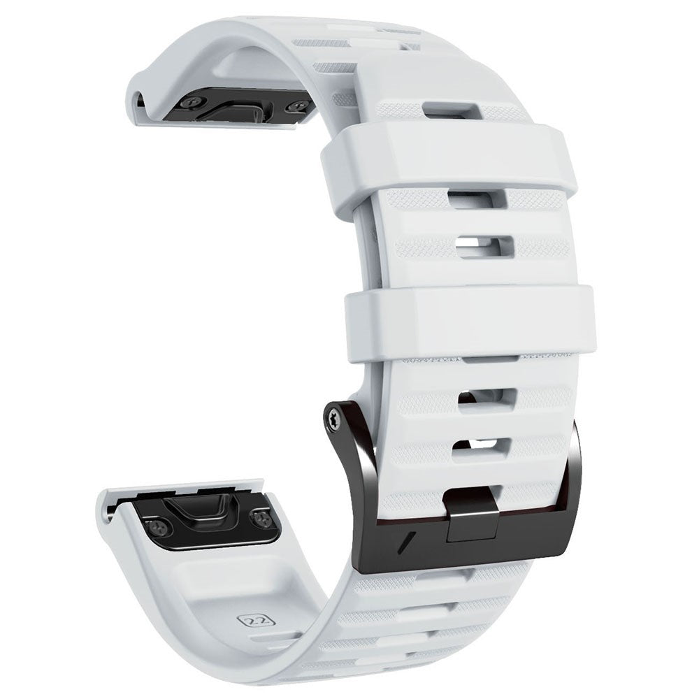 26mm simple stripe silicone strap with black buckle for Garmin watch - White#serie_6