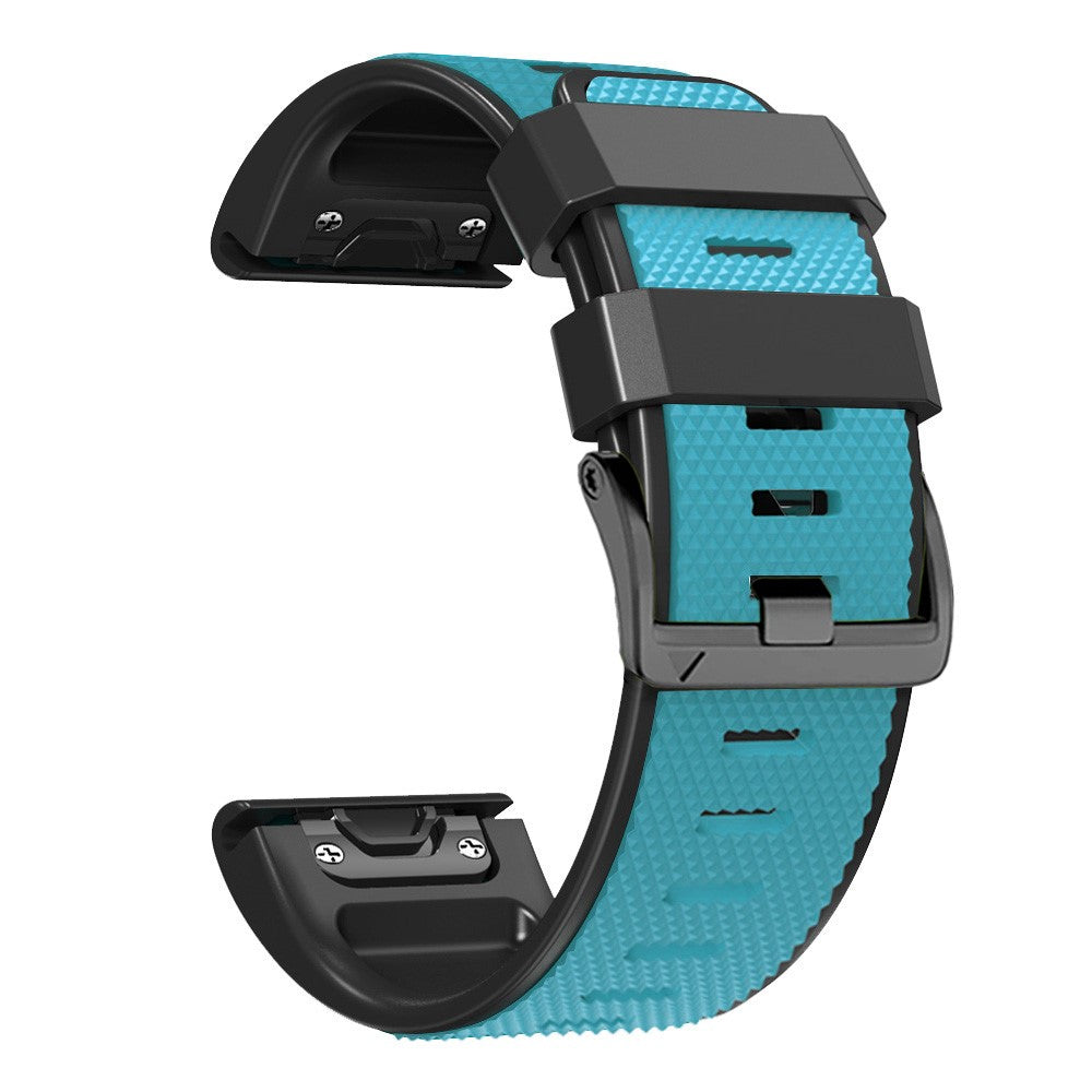 22mm dual-color lozenge style silicone strap for Amazfit / Garmin / Coros watch - Sky Blue+Black#serie_12