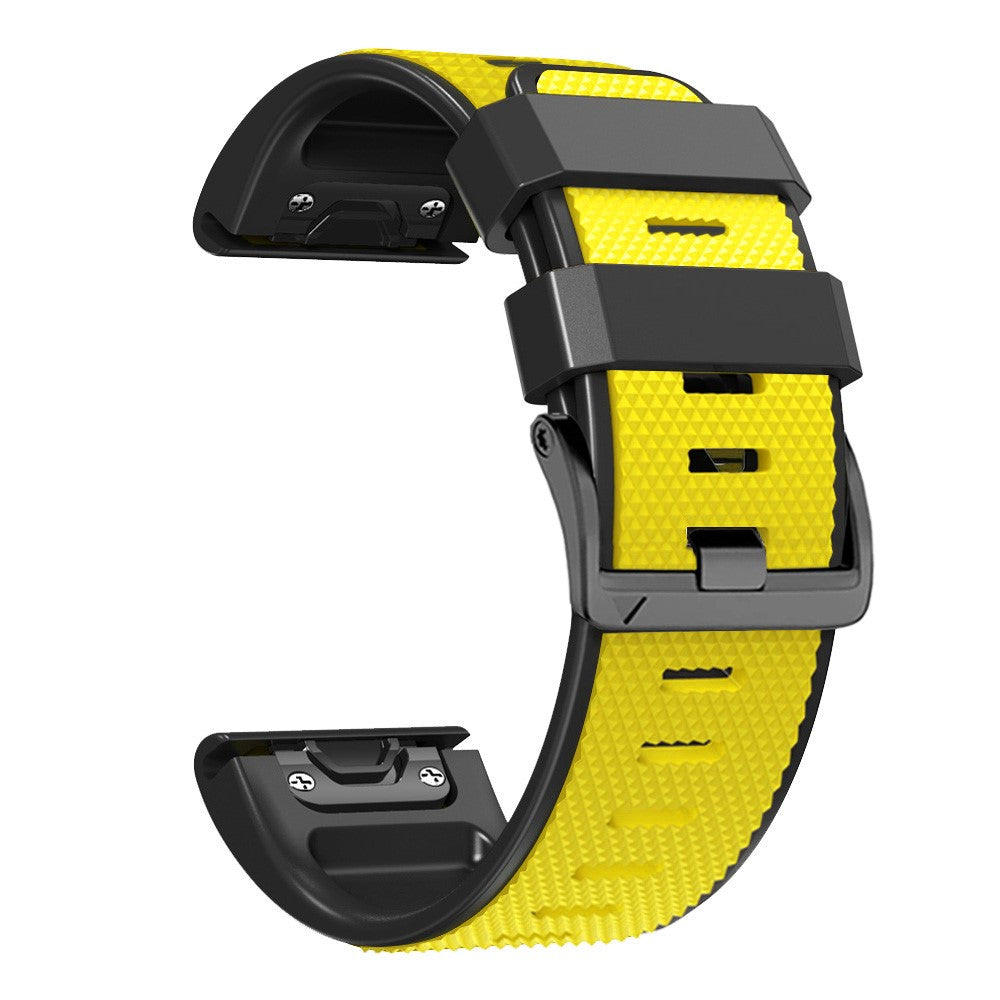 22mm dual-color lozenge style silicone strap for Amazfit / Garmin / Coros watch - Yellow+Black#serie_6