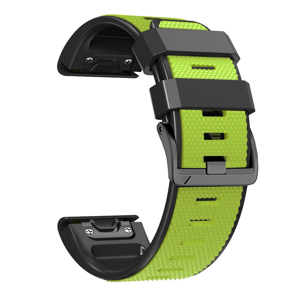 22mm dual-color lozenge style silicone strap for Amazfit / Garmin / Coros watch - Lime+Black#serie_9