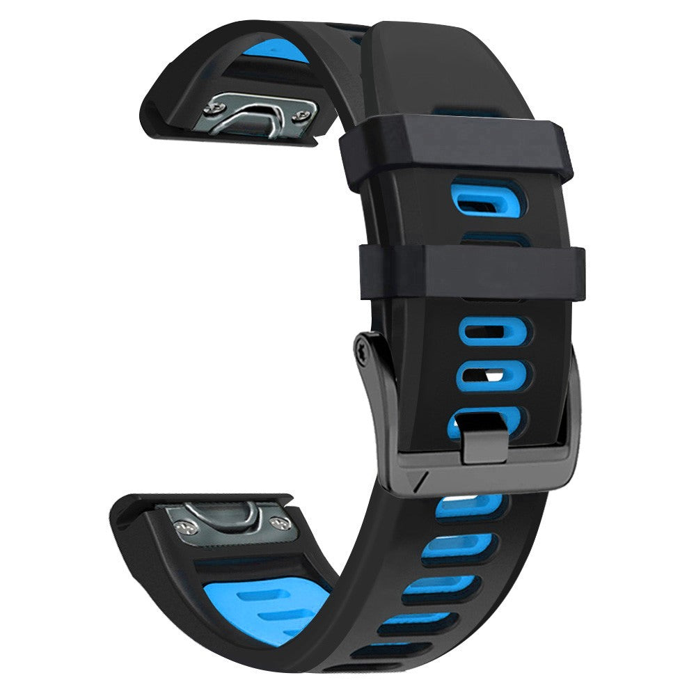 22mm dual-color silicone strap for Amazfit / Garmin / Coros watch - Black+Midnight Blue#serie_6
