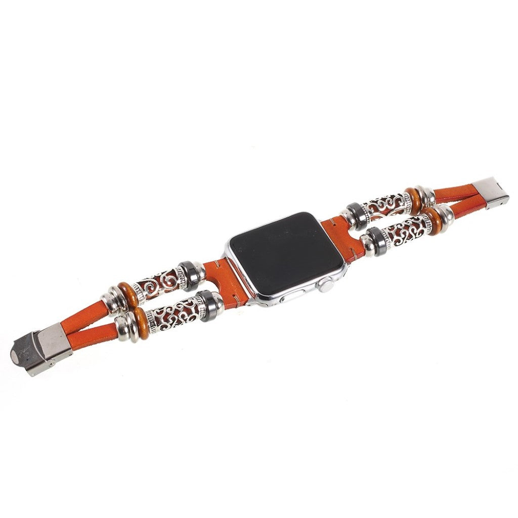 Fint Apple Watch Series 1-3 38mm Ægte læder og Metal Rem - Brun#serie_1