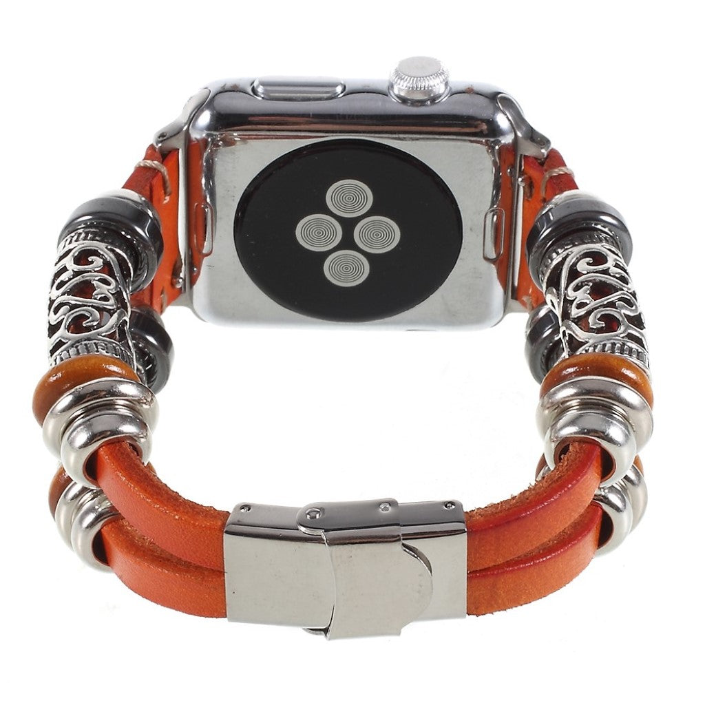 Fint Apple Watch Series 1-3 38mm Ægte læder og Metal Rem - Brun#serie_3