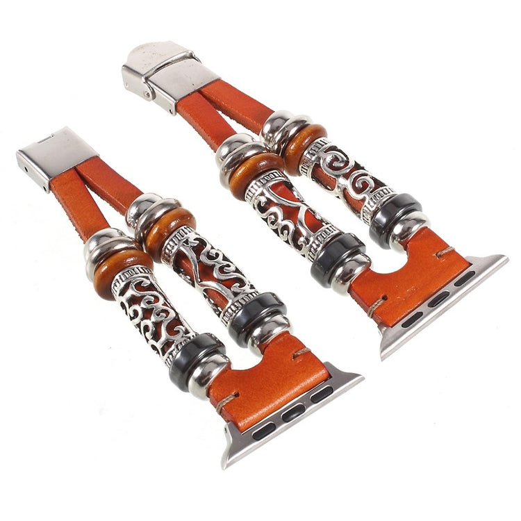 Fint Apple Watch Series 1-3 38mm Ægte læder og Metal Rem - Brun#serie_3