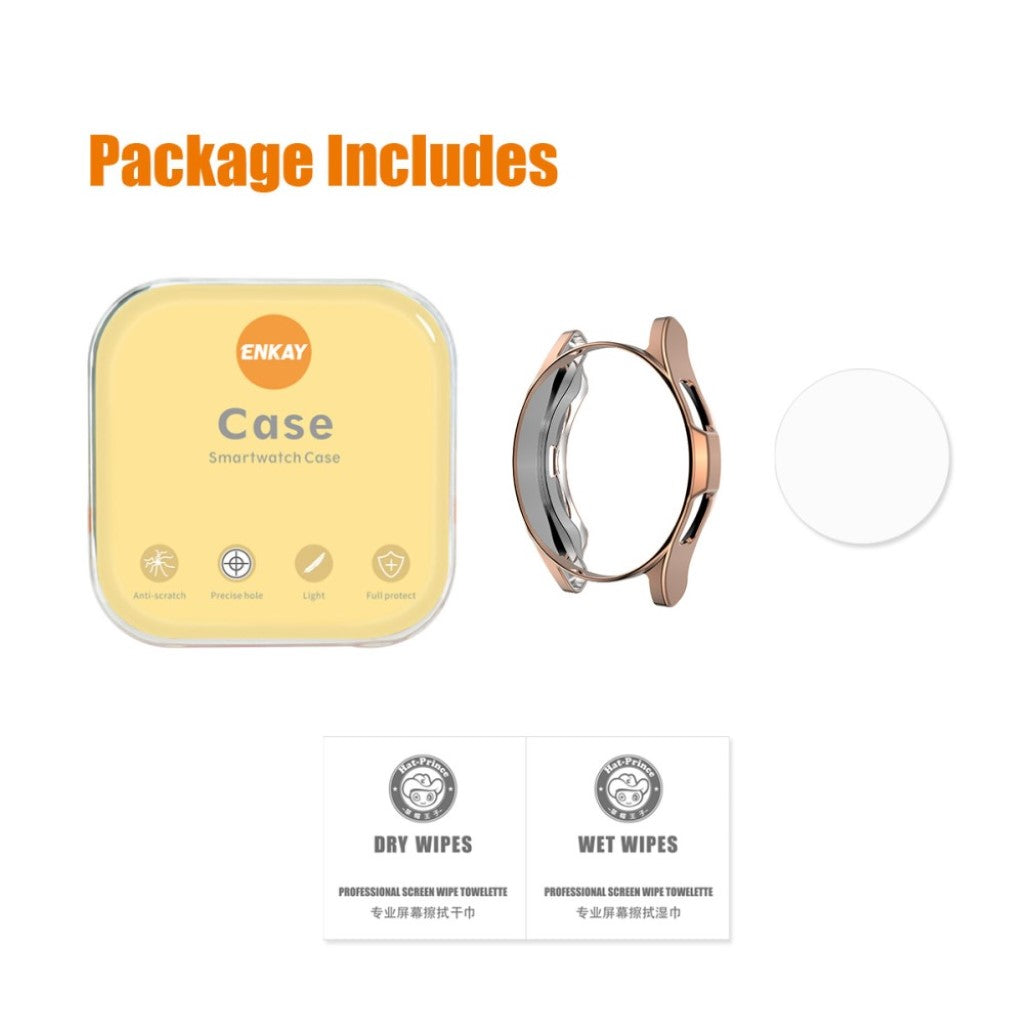 Beskyttende Samsung Galaxy Watch 4 Classic (46mm) Cover med Skærmbeskytter i Silikone og Hærdet Glas - Sølv#serie_1