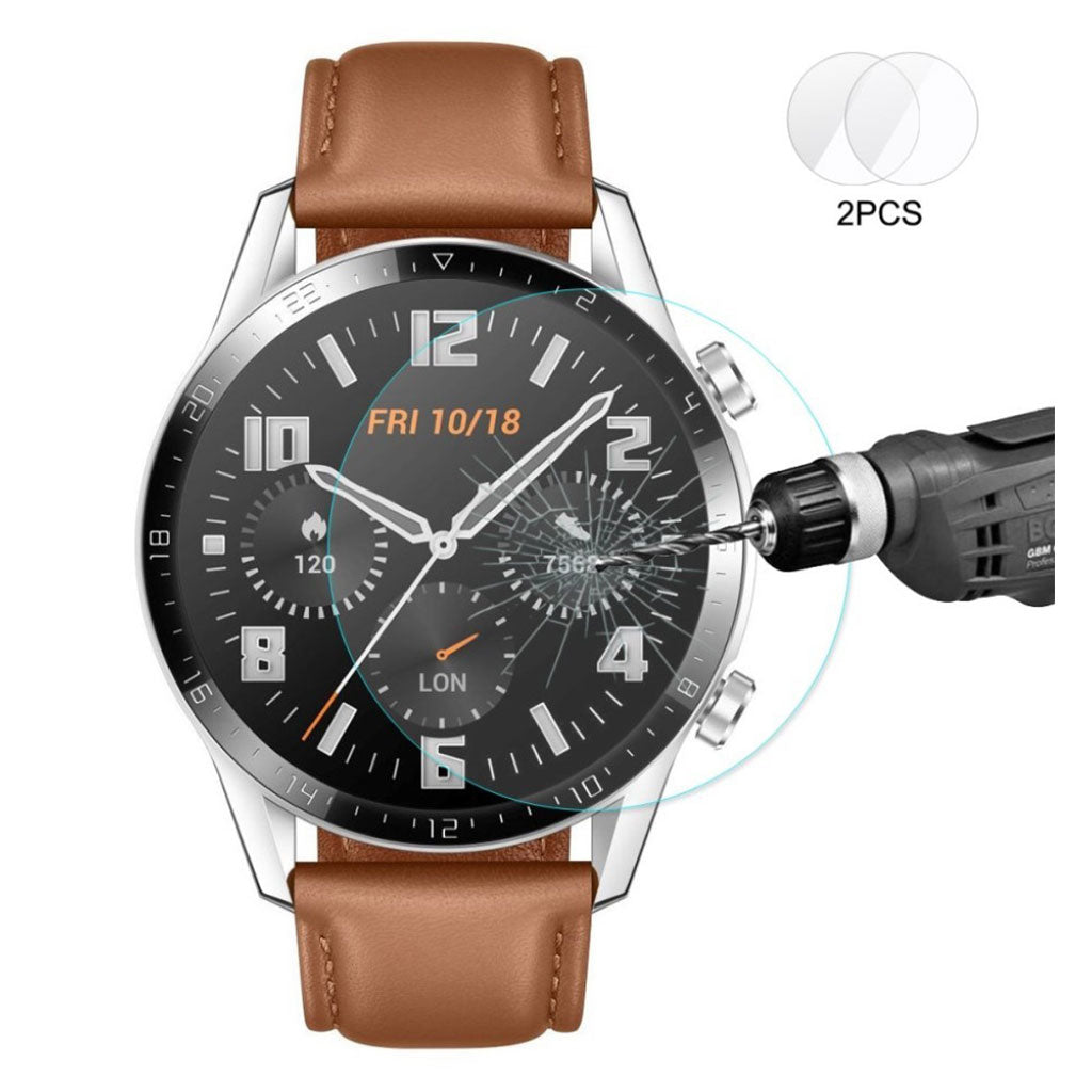 2stk Huawei Watch GT 2 46mm Hรฆrdet Glas Skรฆrmbeskytter - Gennemsigtig#serie_224