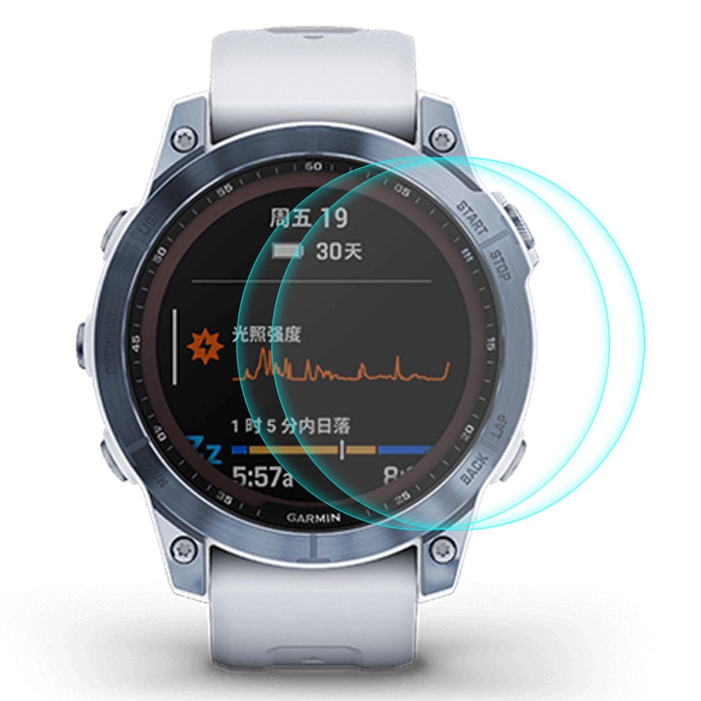 2stk Garmin Fenix 7X Hรฆrdet Glas  9H Skรฆrmbeskytter - Gennemsigtig#serie_157