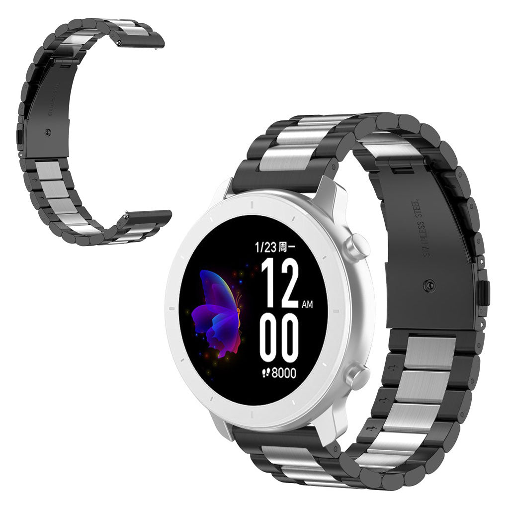 20mm Universal glistening stainless steel  watch strap - Black / Silver / Black#serie_2