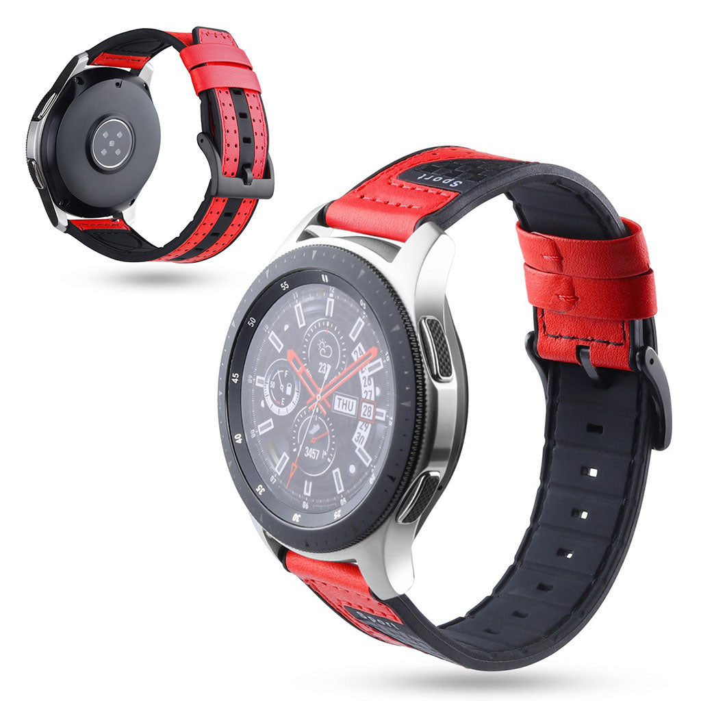 Universal bi-color silicone leather watch band - Red#serie_3