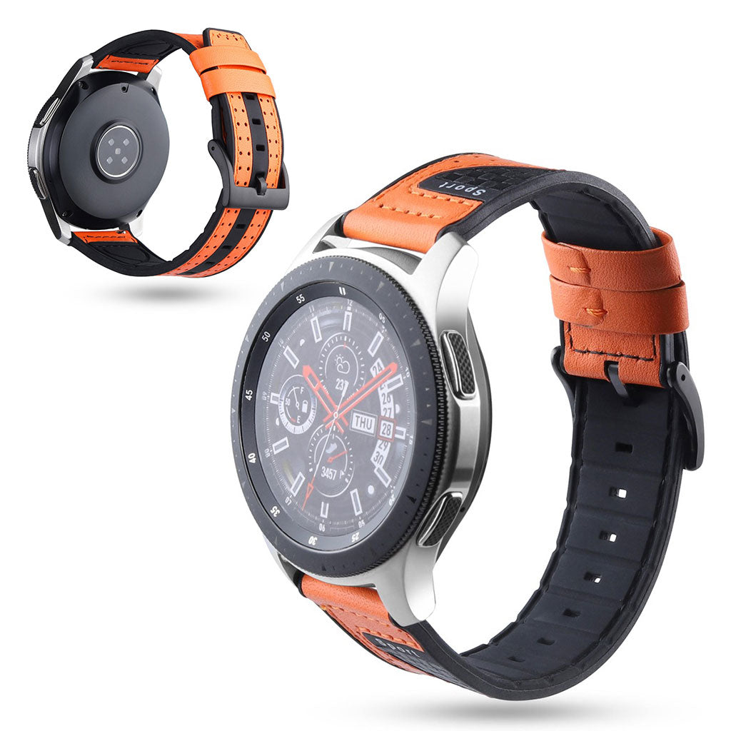 Universal bi-color silicone leather watch band - Orange#serie_4