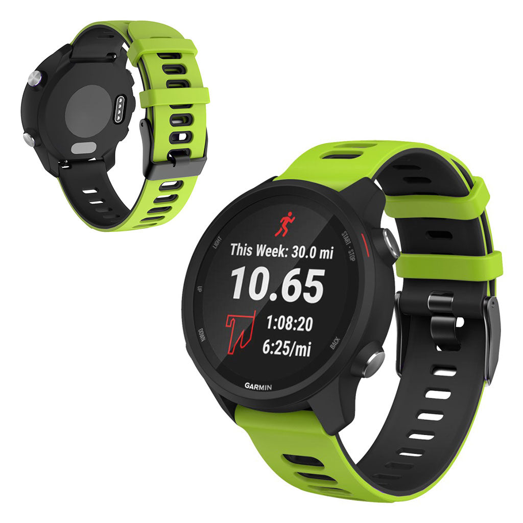 20mm Universal dual-color silicone watch strap - Green / Black#serie_7