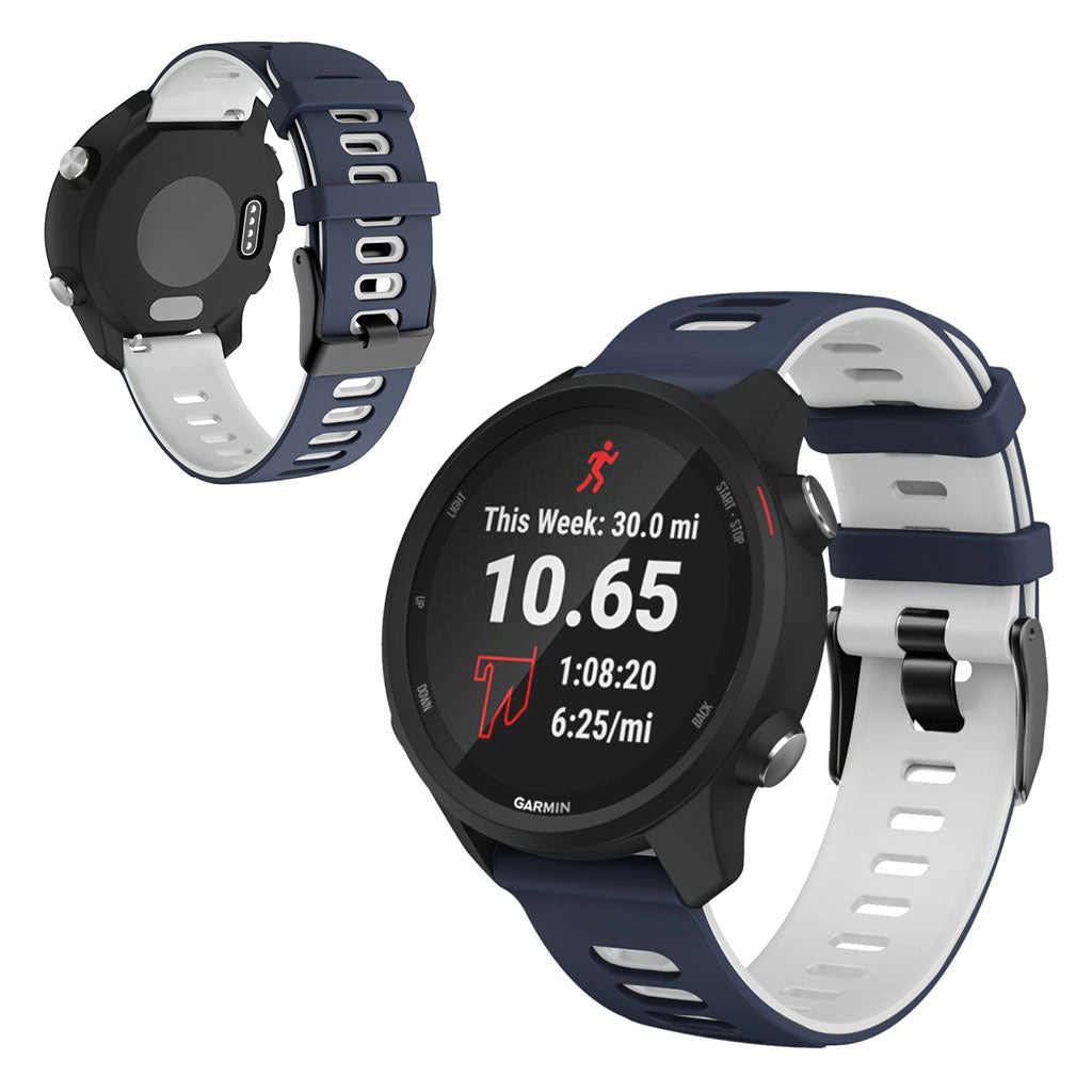 20mm Universal dual-color silicone watch strap - Dark Blue / White#serie_8