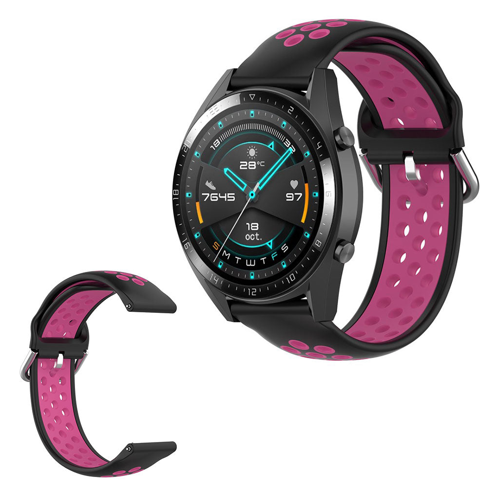 Dual-color silicone watchband for Samsung Watch / Huawei Watch - Black / Rose#serie_6