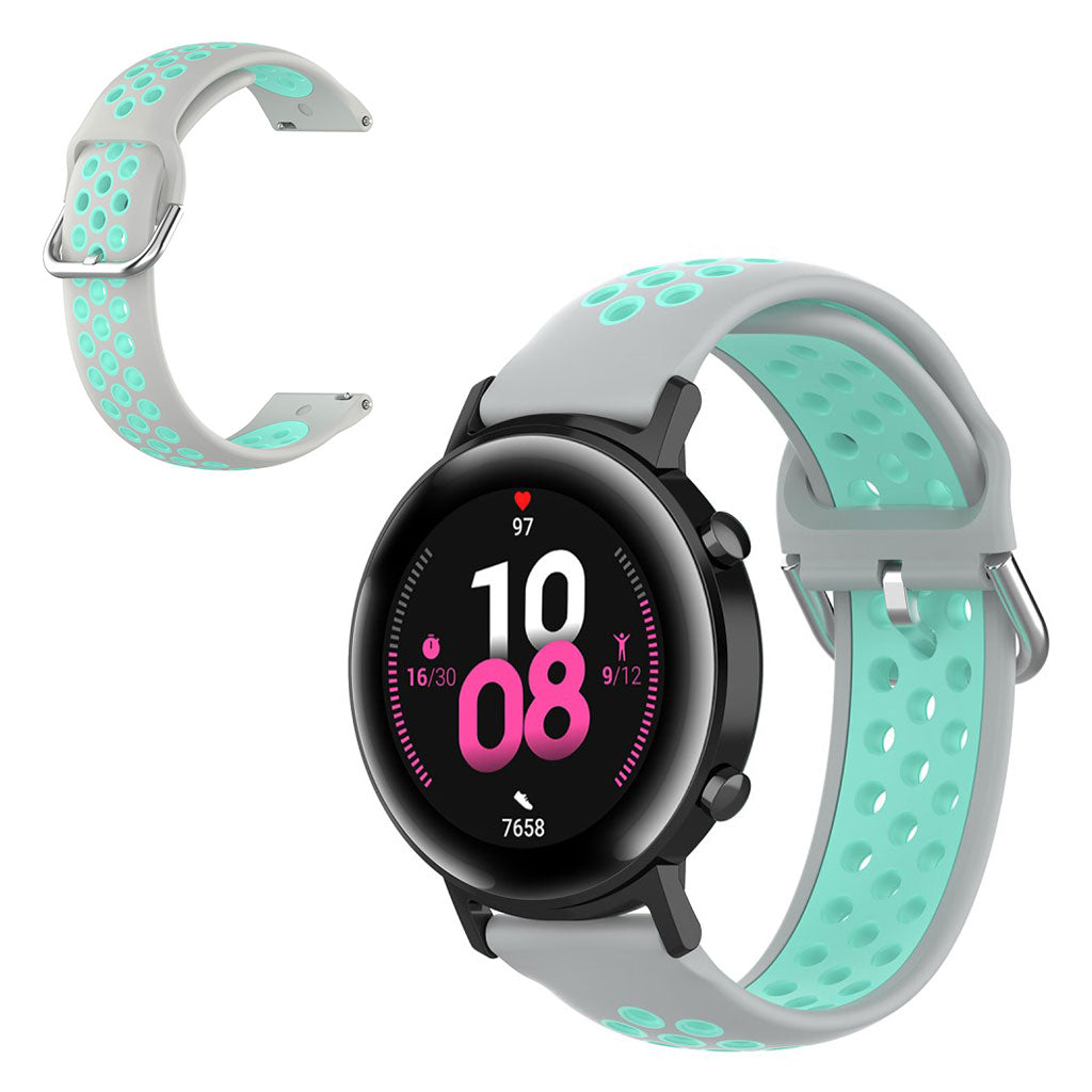 20mm Universal bi-color silicone watch strap - Grey / Cyan#serie_10