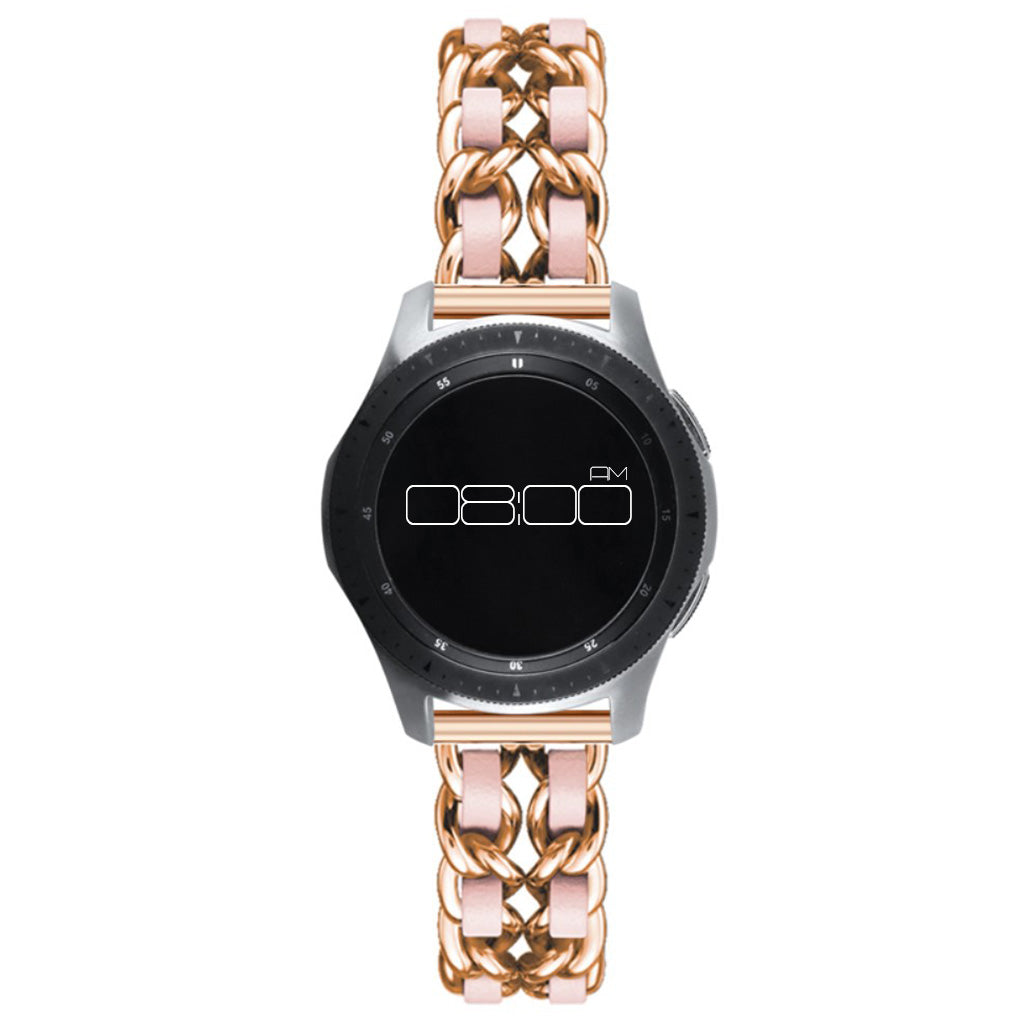 Leather on steel knit watch band for Samsung, Huawei and Amazfit watch - Rose Gold / Pink#serie_11