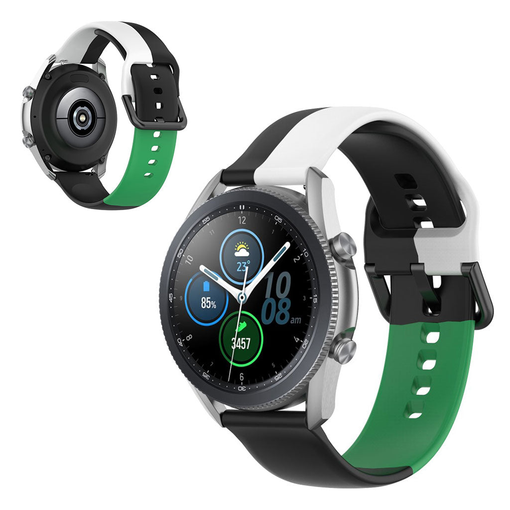 Universal three color silicone watch band - Black / White / Green#serie_2