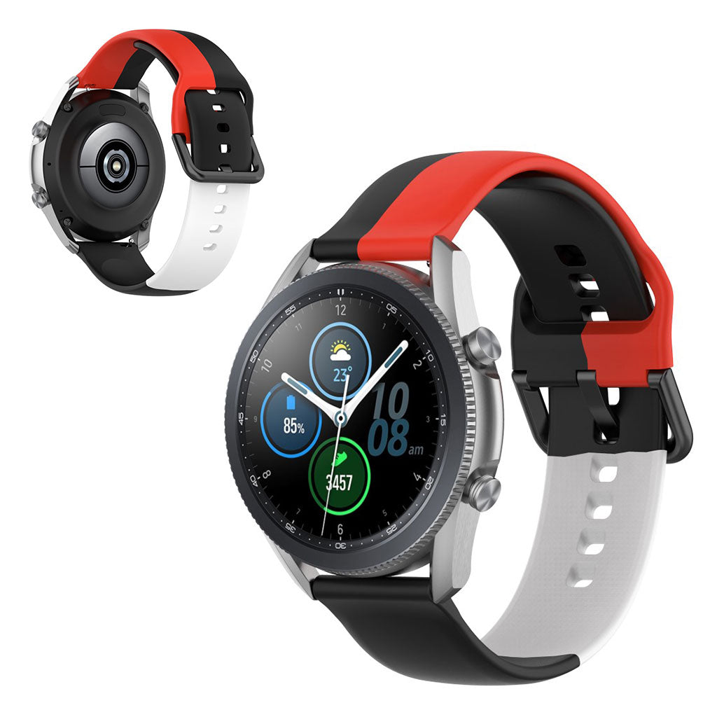 Universal three color silicone watch band - Black / Red / White#serie_3